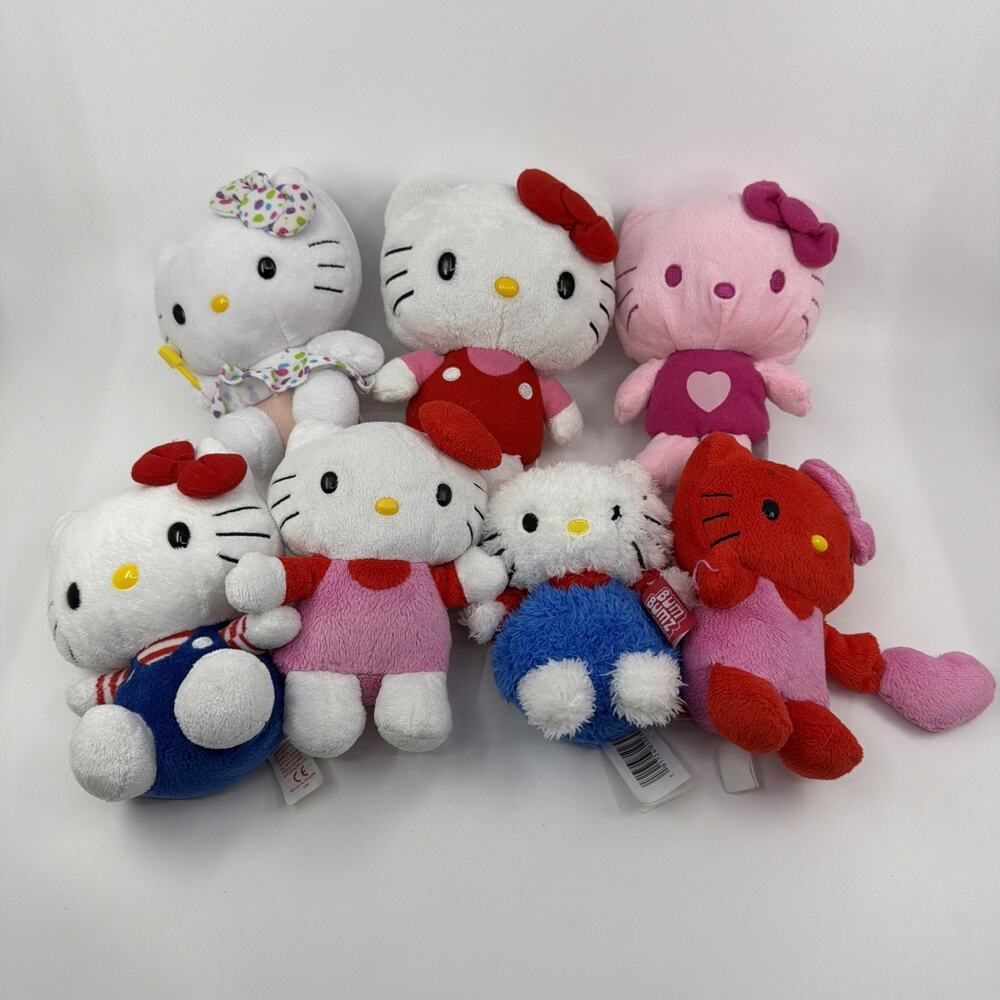 Hello Kitty Sanrio Plush Lot of 7 Mixed Stuffed Animals Toys Assorted Collection